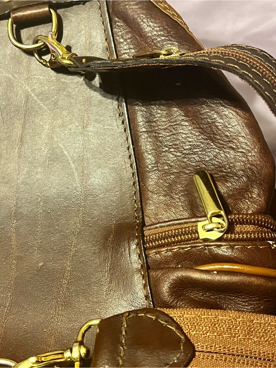 Vintage Valentino Di Max Italian Leather Convertible Sling Backpack Bag Brown main image 8